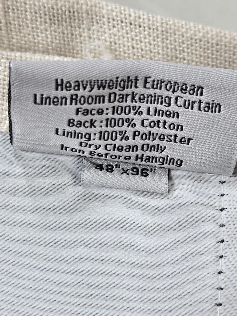 QUINCE Set 2 48x96 Heavyweight European Linen Room Darkening Curtains Sand 0129